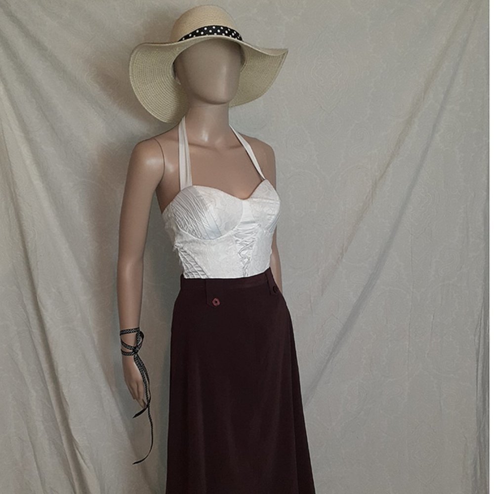 CORSET TOP: white corset-detail halter top by XOXO.